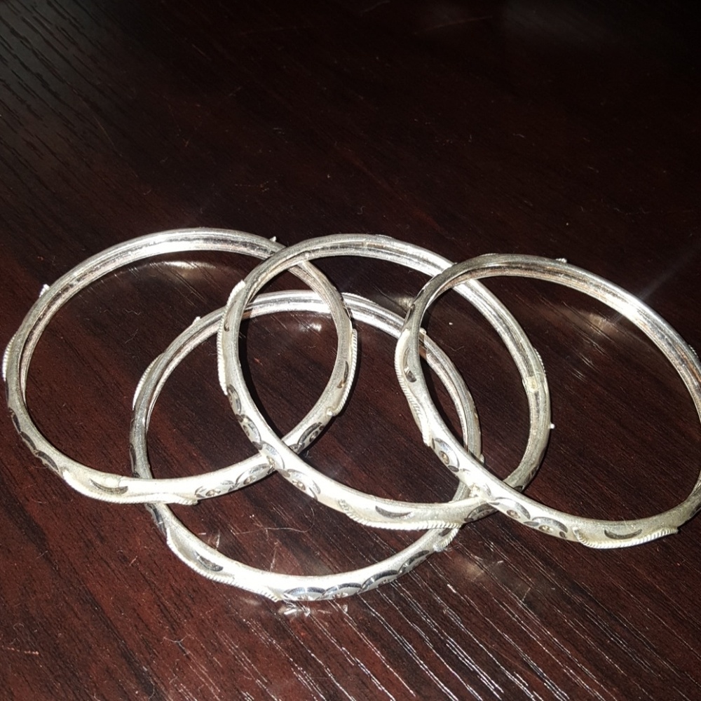 Solid Arabian handmade silver embellished Bangles